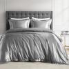 Madison Park Queen Satin Comforter Set Luxuriously Smooth on Hair & Skin, Lustrous, Silky Comforters Queen Size All Season Satin Luxury Bedding Set Queen, Shams, Full/Queen, Grey 4 Piece(Grey)