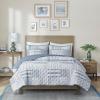 Madison Park Quilt Bedding Set, Jacquard Woven Patchwork Coverlet, Farmhouse, All Season Lightweight, Classic & Cozy Diamond Stitched Design Cover, Matching Shams, Graham Full/Queen Blue 3 Piece(Blue)