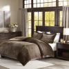 Premier Comfort Madison Park Parker Corduroy Ultra Soft Luxury Premium Plush Comforter Mini Bedding Set, Full/Queen, Grey(Brown)