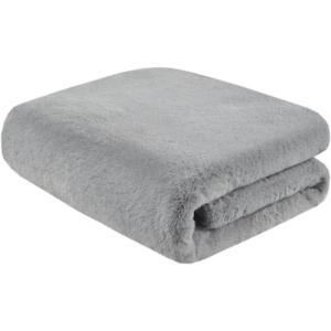 Madison Park Reversible Faux Fur Throw Blanket for Winter, Premium Warm Fuzzy Cover, Luxuriously Soft Velvet Texture Reverse, Cozy for Lounging on Couch, Sofa Ideal for Home Office, 50×60 Grey(Grey)