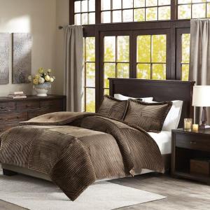 Premier Comfort Madison Park Parker Corduroy Ultra Soft Luxury Premium Plush Comforter Mini Bedding Set, Full/Queen, Grey(Brown)