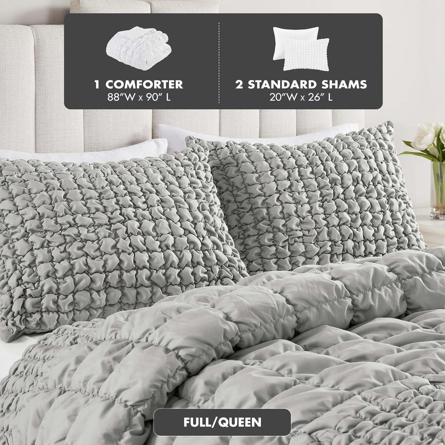 imageMadison Park King Comforter Set Ruched King Bedding Set Elastic Embroidery Comforters Queen Size All Season Microfiber King Size Comforters Matching Shams Evelyn KingCal King Grey 3 PieceGrey