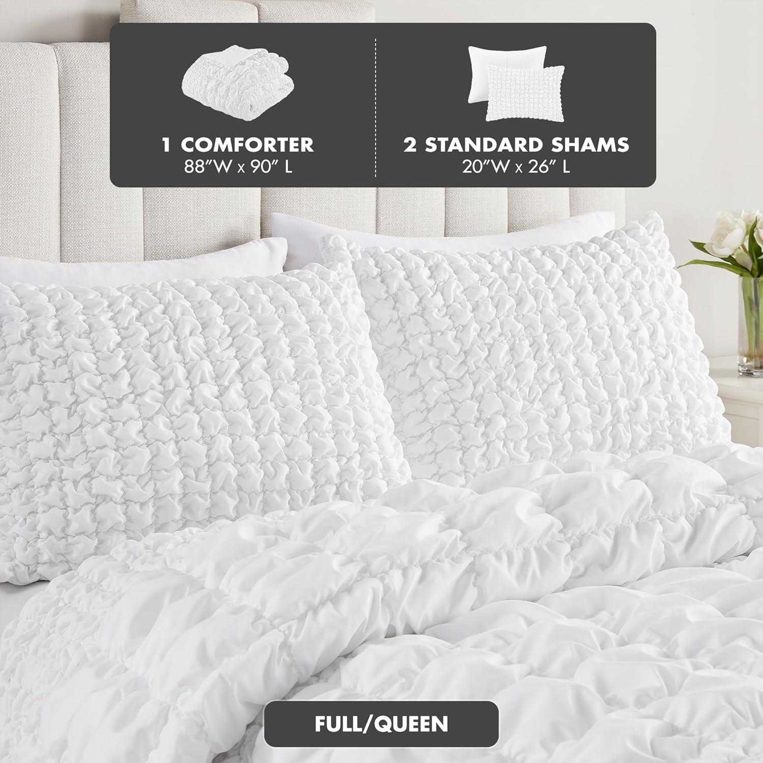 imageMadison Park King Comforter Set Ruched King Bedding Set Elastic Embroidery Comforters Queen Size All Season Microfiber King Size Comforters Matching Shams Evelyn KingCal King Grey 3 PieceWhite