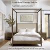 Madison Park Baylor Headboard, Footboard, Canopy Bed Frame with 5 Wood Slats – Upholstered Headboard, Post with Gold Accent, Bedroom Furniture, Box Spring Needed, Easy Assembly, Brown, Queen
