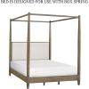 Madison Park Baylor Headboard, Footboard, Canopy Bed Frame with 5 Wood Slats – Upholstered Headboard, Post with Gold Accent, Bedroom Furniture, Box Spring Needed, Easy Assembly, Brown, Queen