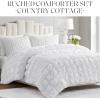 Madison Park King Comforter Set Ruched King Bedding Set, Elastic Embroidery Comforters Queen Size, All Season, Microfiber King Size Comforters, Matching Shams, Evelyn, King/Cal King, Grey 3 Piece(White)