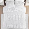 Madison Park King Comforter Set Ruched King Bedding Set, Elastic Embroidery Comforters Queen Size, All Season, Microfiber King Size Comforters, Matching Shams, Evelyn, King/Cal King, Grey 3 Piece(White)