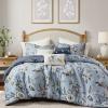 Madison Park King Comforter Set Vintage Floral Reversible Comforter, All Season, Down Alternative Bedding Comforter, Bedskirt, Pillows, Shams, Salara, King Blue 7 Piece(Blue)