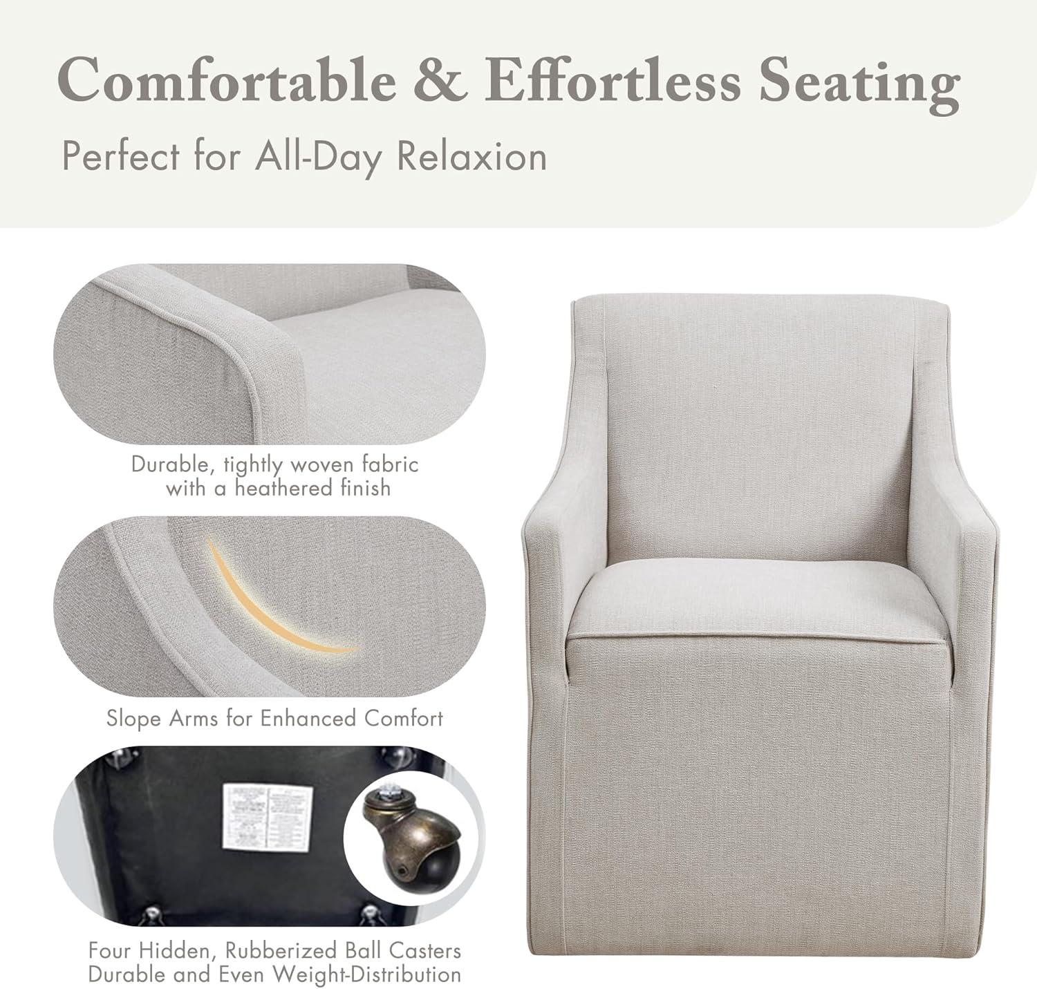imageMadison Park Dining Chair with Hidden Casters 20 Thick Seat Foam Cushion Upholstered Padded Modern Farmhouse Dining Chair Fully Assembled Charlotte 34 H BlueGrey
