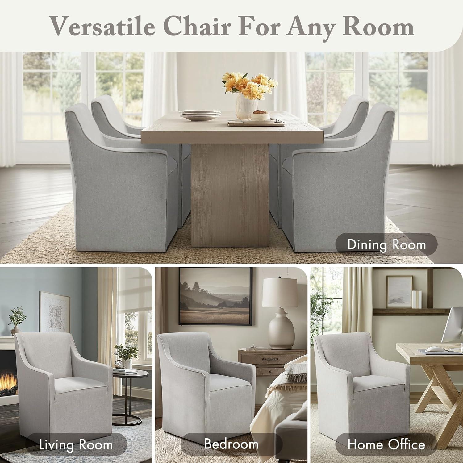 imageMadison Park Dining Chair with Hidden Casters 20 Thick Seat Foam Cushion Upholstered Padded Modern Farmhouse Dining Chair Fully Assembled Charlotte 34 H BlueGrey