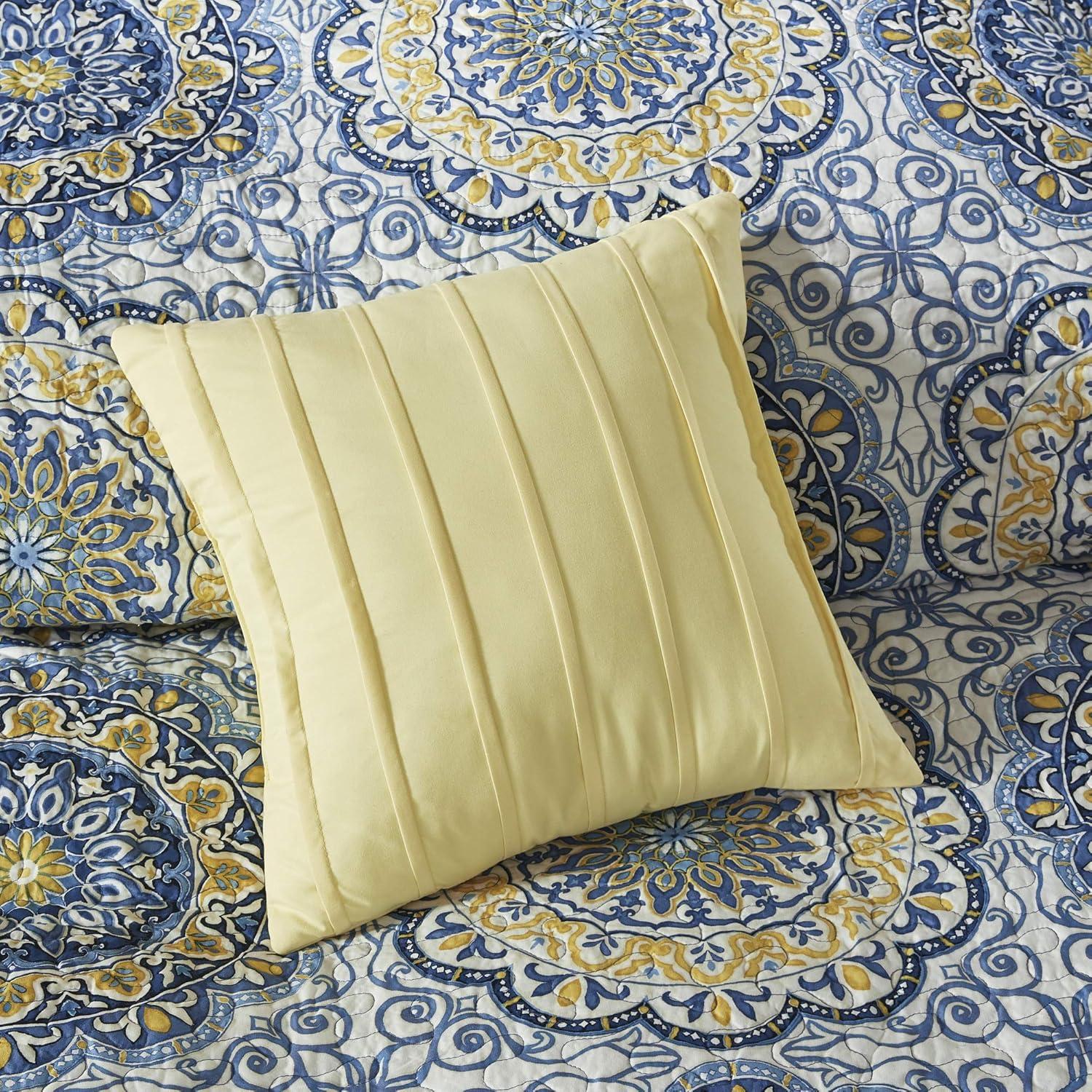 imageMadison Park Tangiers Quilt Modern Classic Design All Season Breathable Coverlet Lightweight Bedding Set Matching Shams Decorative Pillow FullQueen90x90 Circle Orange 6 PieceCircle Blue