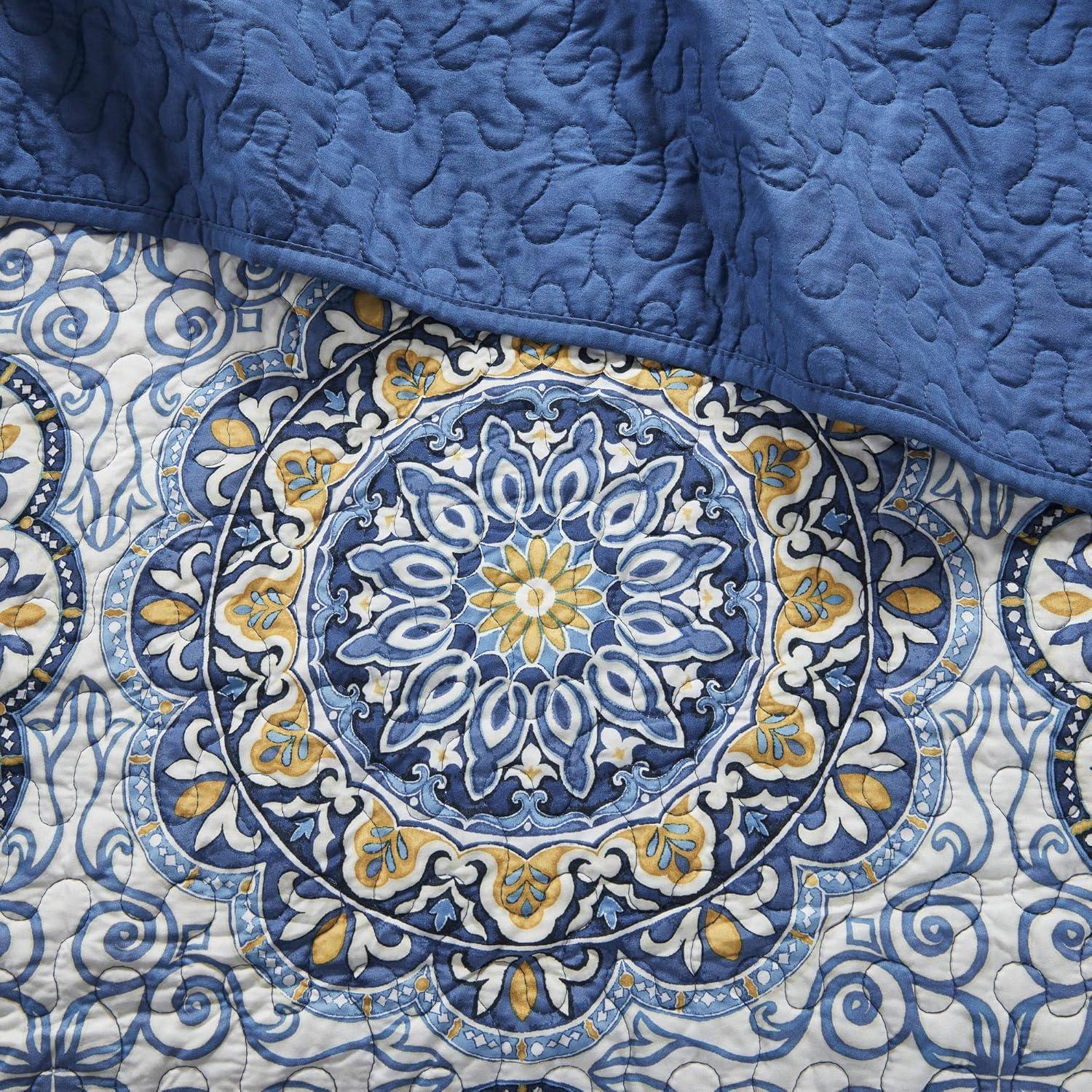 imageMadison Park Tangiers Quilt Modern Classic Design All Season Breathable Coverlet Lightweight Bedding Set Matching Shams Decorative Pillow FullQueen90x90 Circle Orange 6 PieceCircle Blue