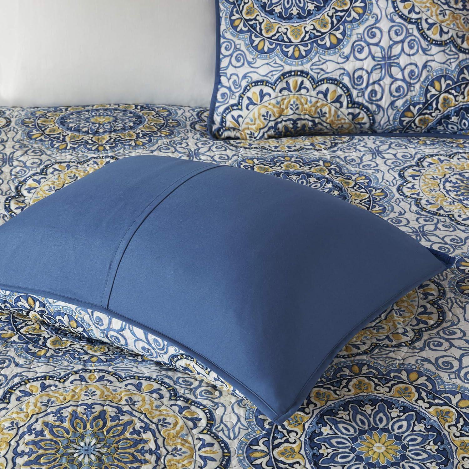 imageMadison Park Tangiers Quilt Modern Classic Design All Season Breathable Coverlet Lightweight Bedding Set Matching Shams Decorative Pillow FullQueen90x90 Circle Orange 6 PieceCircle Blue
