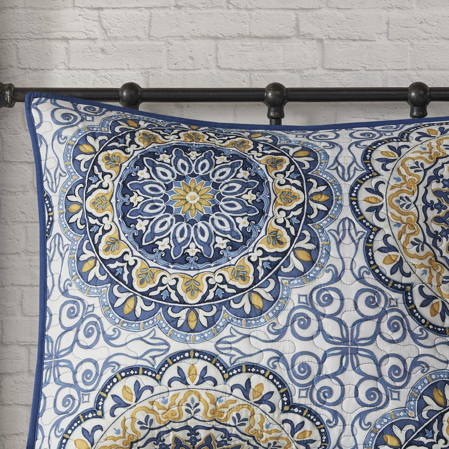 imageMadison Park Tangiers Quilt Modern Classic Design All Season Breathable Coverlet Lightweight Bedding Set Matching Shams Decorative Pillow FullQueen90x90 Circle Orange 6 PieceCircle Blue