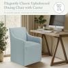 Madison Park Dining Chair with Hidden Casters, 20″ Thick Seat Foam Cushion, Upholstered, Padded, Modern Farmhouse Dining Chair, Fully Assembled, Charlotte, 34″ H, Blue(Blue)