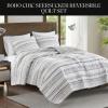 Madison Park King Quilt Set – Southwestern Boho Reversible Seersucker Coverlet – Channel Quilting – All Season – Soft Microfiber – Ivory/Black 3 Piece(Ivory/Black)