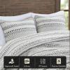 Madison Park King Quilt Set – Southwestern Boho Reversible Seersucker Coverlet – Channel Quilting – All Season – Soft Microfiber – Ivory/Black 3 Piece(Ivory/Black)