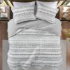 Madison Park King Quilt Set – Southwestern Boho Reversible Seersucker Coverlet – Channel Quilting – All Season – Soft Microfiber – Ivory/Black 3 Piece(Ivory/Black)
