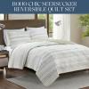 Madison Park King Quilt Set – Southwestern Boho Reversible Seersucker Coverlet – Channel Quilting – All Season – Soft Microfiber – Ivory/Black 3 Piece(Taupe/Blue)