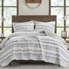Madison Park King Quilt Set – Southwestern Boho Reversible Seersucker Coverlet – Channel Quilting – All Season – Soft Microfiber – Ivory/Black 3 Piece(Ivory/Black)