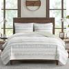 Madison Park King Quilt Set – Southwestern Boho Reversible Seersucker Coverlet – Channel Quilting – All Season – Soft Microfiber – Ivory/Black 3 Piece(Taupe/Blue)