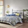 Madison Park Tangiers Quilt Modern Classic Design All Season, Breathable Coverlet Lightweight Bedding Set, Matching Shams, Decorative Pillow, Full/Queen(90″x90″), Circle Orange 6 Piece(Circle Blue)