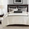 Madison Park Queen Comforter Set Hotel Style Embroidered, Oversized Comforters Queen Size Bed, All Season Down Alternative Overfilled Queen Size Comforter, Jarvis, Queen Black/White 8 Piece(Black/White)