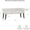 Madison Park Accent Bench for Living Room, Upholstered with Nailhead Trim, & Padded Seat Entryway Bench Small, End of Bed Bench with Back, 49.5″ W x 19.25″ D x 23″ H, Light Blue(Cream)