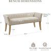 Madison Park Accent Bench for Living Room, Upholstered with Nailhead Trim, & Padded Seat Entryway Bench Small, End of Bed Bench with Back, 49.5″ W x 19.25″ D x 23″ H, Light Blue(Taupe Multi)
