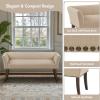 Madison Park Accent Bench for Living Room, Upholstered with Nailhead Trim, & Padded Seat Entryway Bench Small, End of Bed Bench with Back, 49.5″ W x 19.25″ D x 23″ H, Light Blue(Tan)