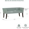 Madison Park Accent Bench for Living Room, Upholstered with Nailhead Trim, & Padded Seat Entryway Bench Small, End of Bed Bench with Back, 49.5″ W x 19.25″ D x 23″ H, Light Blue(Light Blue)
