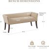 Madison Park Accent Bench for Living Room, Upholstered with Nailhead Trim, & Padded Seat Entryway Bench Small, End of Bed Bench with Back, 49.5″ W x 19.25″ D x 23″ H, Light Blue(Tan)