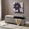 Madison Park Ashcroft Ottoman – Solid Wood, Polyester Fabric Toy Storage Bench – Light Taupe, Modern Style Ottoman With Lift Top Storage(Grey Multi)
