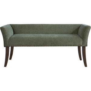 Madison Park Accent Bench for Living Room, Upholstered with Nailhead Trim, & Padded Seat Entryway Bench Small, End of Bed Bench with Back, 49.5″ W x 19.25″ D x 23″ H, Light Blue(Green)