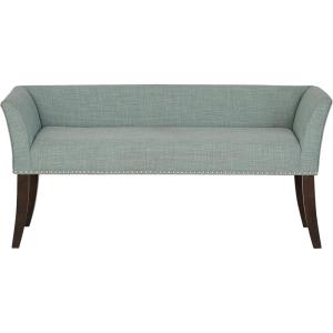 Madison Park Accent Bench for Living Room, Upholstered with Nailhead Trim, & Padded Seat Entryway Bench Small, End of Bed Bench with Back, 49.5″ W x 19.25″ D x 23″ H, Light Blue(Light Blue)