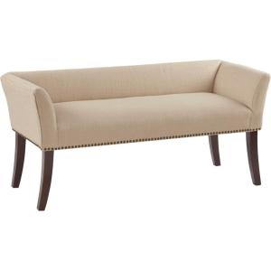 Madison Park Accent Bench for Living Room, Upholstered with Nailhead Trim, & Padded Seat Entryway Bench Small, End of Bed Bench with Back, 49.5″ W x 19.25″ D x 23″ H, Light Blue(Tan)