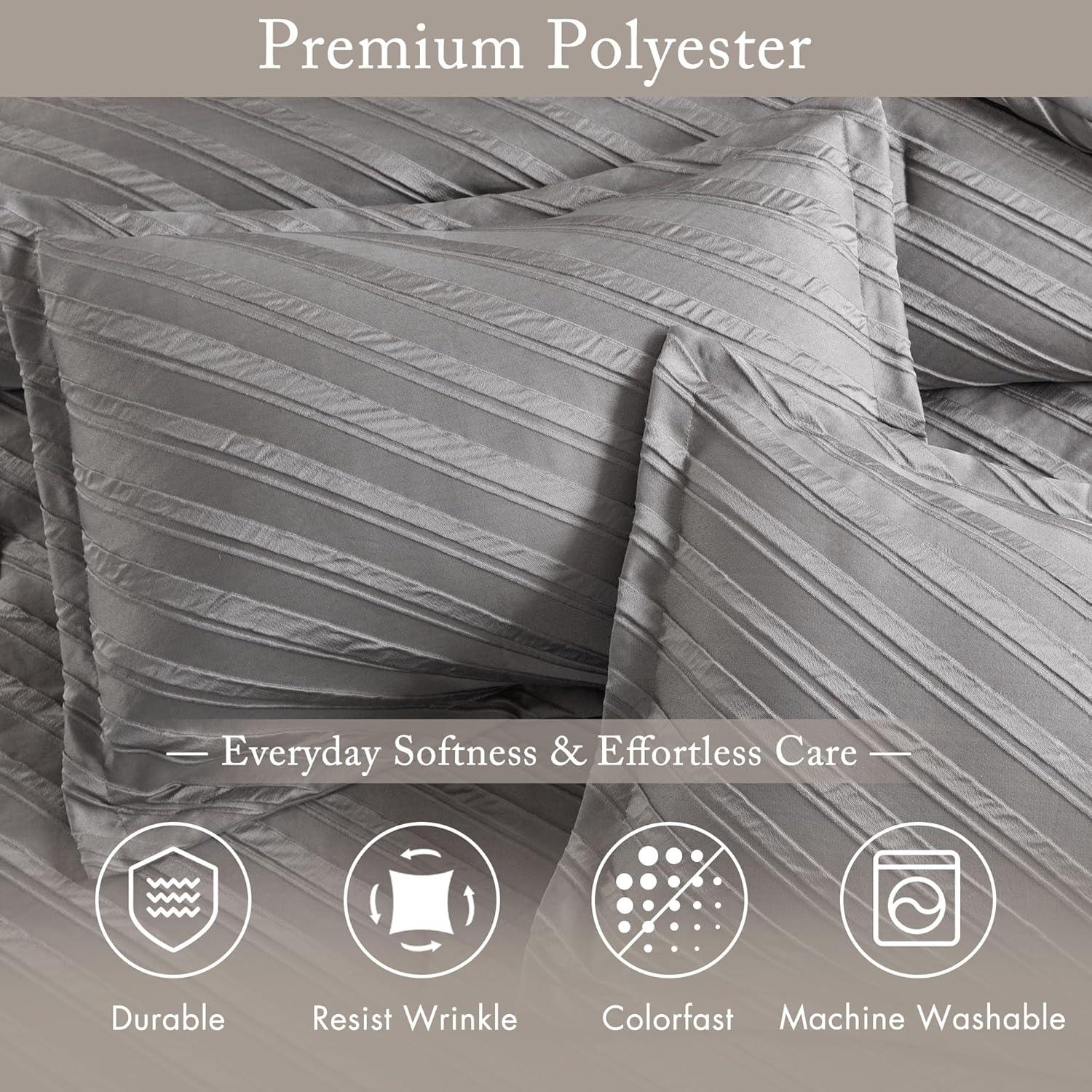 imageMadison Park King Comforter Set Raised Jacquard Texture Comforters King Size Bed All Season Down Alternative Bedding King Size Comforter Decorative Pillows Matching Shams Riva King Beige 5 PieceGrey