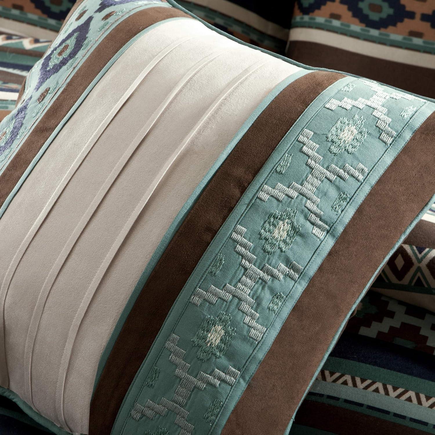 imageMadison Park Queen Comforter Set Stripes Herringbone Southwestern Boho Comforters Queen Size All Season Lightweight amp Fluffy Microfiber Bed Set 2 Dcor Pillows Mariposa FullQueen Brown 5 PieceIkat Blue