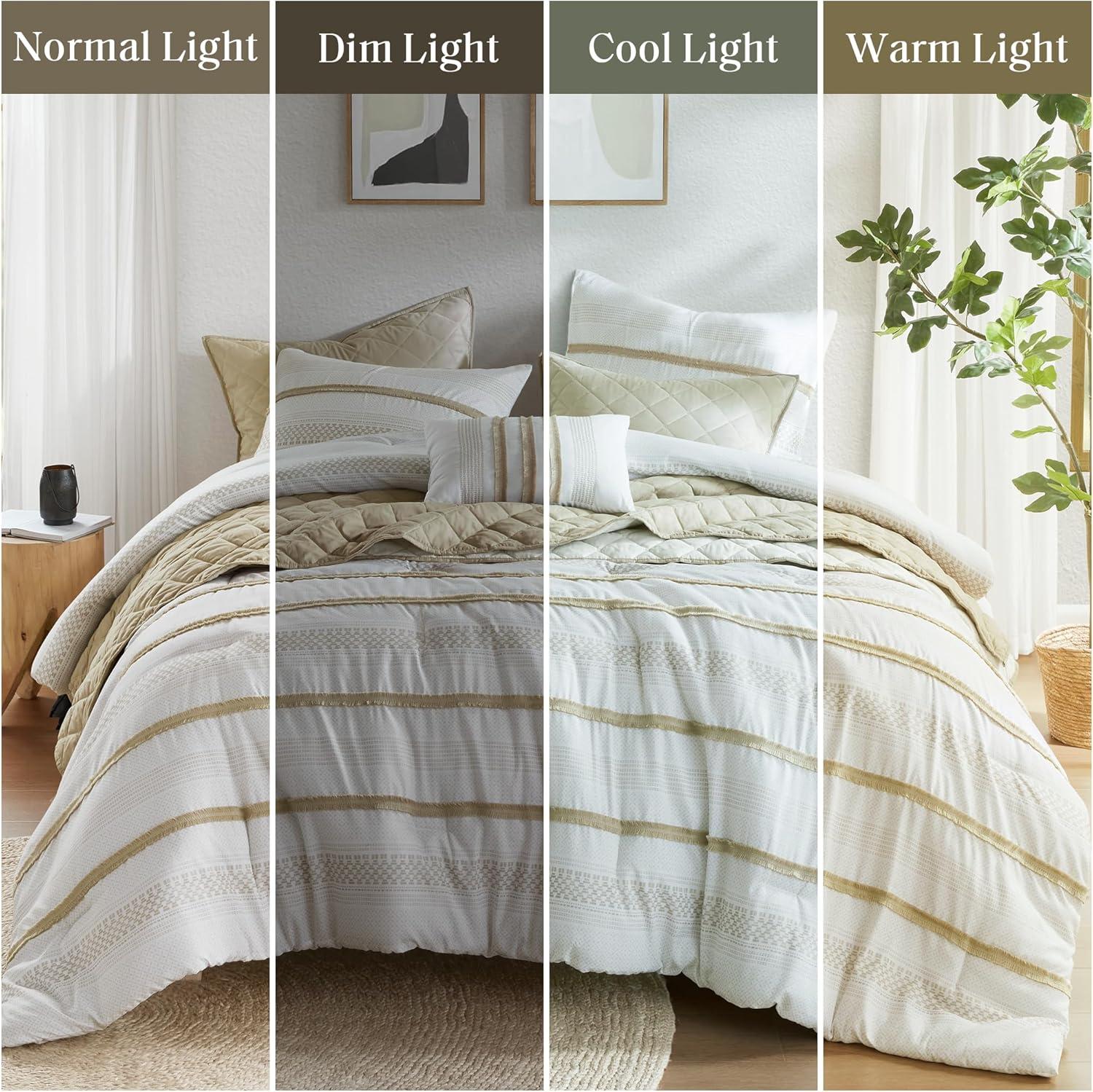 imageMadison Park Queen Comforter Set and Quilt Set Boho Comforter for Queen Size Bed with Diamond Quilted Coverlet Set All Season Queen Size Bedding Matching Shams Carolina FullQueen Black 7 PieceTaupe
