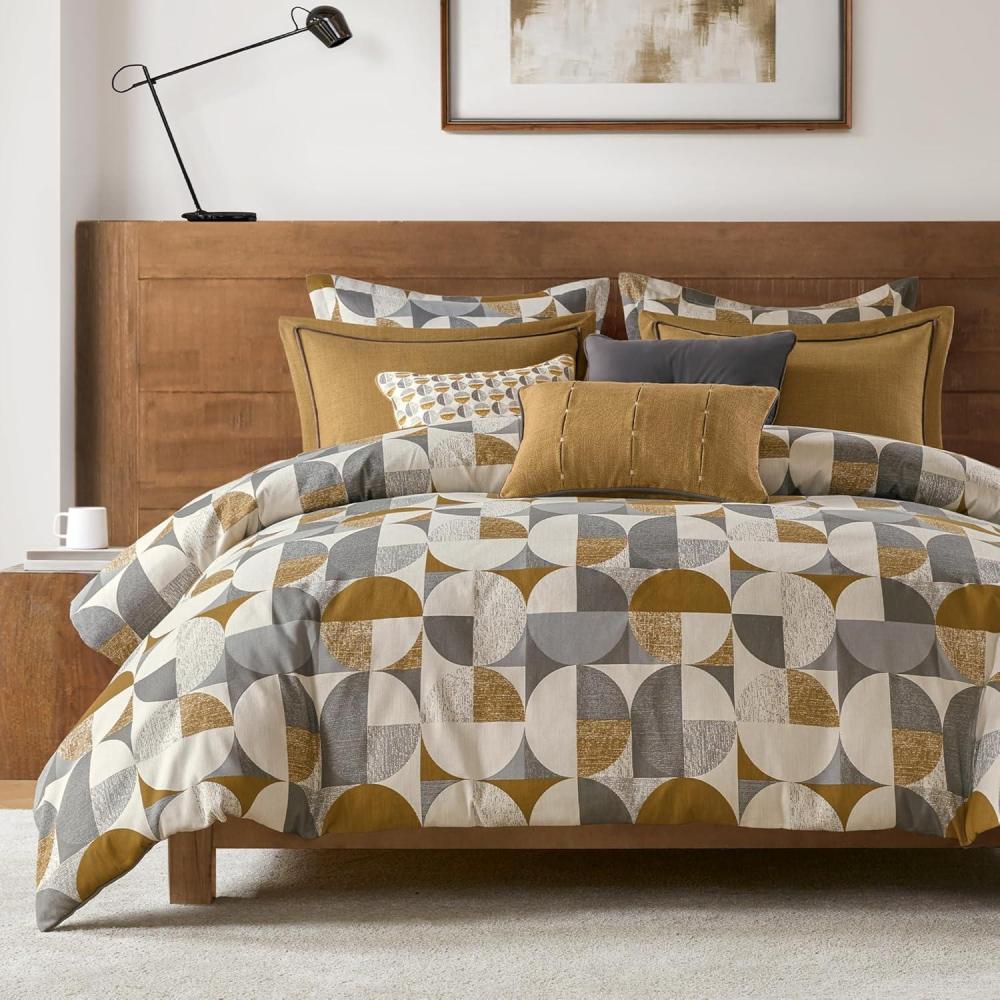 imageMadison Park King Comforter Set Jacquard Scandinavian Geometric Oversized Comforters King Size Bed All Season Bedding King Size Comforter Shams Pillows Cirque Gold 9 PieceGold