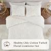 Madison Park King Comforter Set Floral Chenille Tufted Cotton Comforter for King Size Bed, Soft & Lightweight Down Alternative King Bedding Set, Shams, Veronica, King/Cal King Grey/White 3 Piece(Off White)