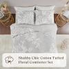 Madison Park King Comforter Set Floral Chenille Tufted Cotton Comforter for King Size Bed, Soft & Lightweight Down Alternative King Bedding Set, Shams, Veronica, King/Cal King Grey/White 3 Piece(Grey/White)