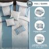 Madison Park King Comforter Set Jacquard Comforters for King Size Bed, Ogee Print, Pleated Trims, All Season Luxurious Comforters King Size Bedding Set, Lori, King/Cal King Teal/Silver 6 Piece(Teal/Silver)