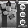 Madison Park King Comforter Set Jacquard Comforters for King Size Bed, Ogee Print, Pleated Trims, All Season Luxurious Comforters King Size Bedding Set, Lori, King/Cal King Teal/Silver 6 Piece(Black/Silver)