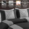Madison Park King Comforter Set Jacquard Comforters for King Size Bed, Ogee Print, Pleated Trims, All Season Luxurious Comforters King Size Bedding Set, Lori, King/Cal King Teal/Silver 6 Piece(Black/Silver)