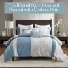 Madison Park King Comforter Set Jacquard Comforters for King Size Bed, Ogee Print, Pleated Trims, All Season Luxurious Comforters King Size Bedding Set, Lori, King/Cal King Teal/Silver 6 Piece(Teal/Silver)