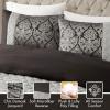 Madison Park King Comforter Set Jacquard Damask Comforters for King Size Bed, Diamond Quilted & Pleated, All Season Luxurious Comforters King Size Bedding Set, Lily, King/Cal King Black 6 Piece(Black)