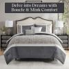 Madison Park King Comforter Set Pieced Boucle & Mink Comforters for King Size Bed Fuzzy & Warm Quilted Bedding, All Season Luxurious Comforters King Size Bed Set, Amelia, King/Cal King Grey 5 Piece(Grey)
