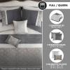 Madison Park King Comforter Set Pieced Boucle & Mink Comforters for King Size Bed Fuzzy & Warm Quilted Bedding, All Season Luxurious Comforters King Size Bed Set, Amelia, King/Cal King Grey 5 Piece(Grey)