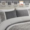 Madison Park King Comforter Set Pieced Boucle & Mink Comforters for King Size Bed Fuzzy & Warm Quilted Bedding, All Season Luxurious Comforters King Size Bed Set, Amelia, King/Cal King Grey 5 Piece(Grey)